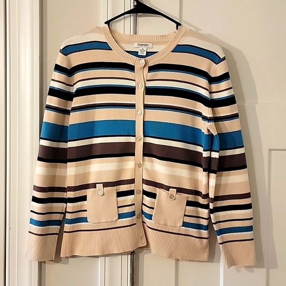Hanpshire Studio Sweaters - Hampshire Studio Striped Button Down Cardigan/Sweater